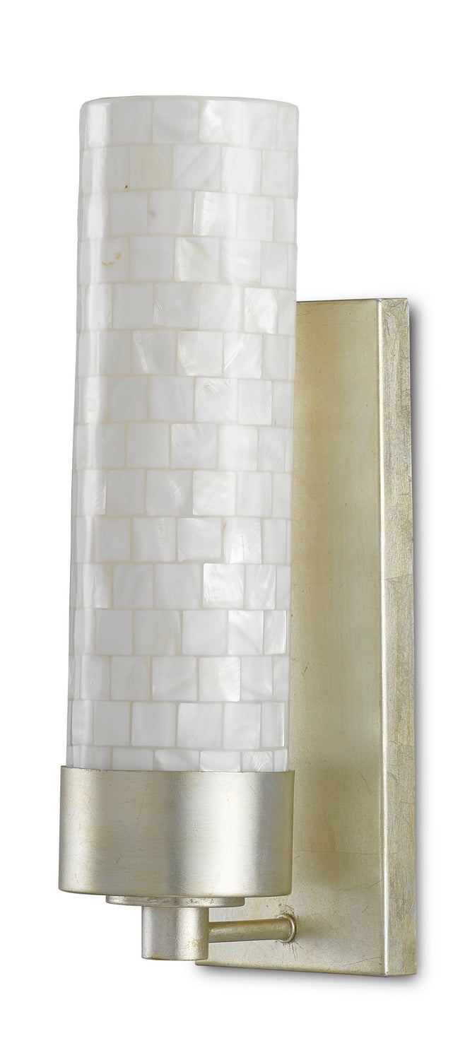 One Light Wall Sconce from the Abadan collection in Pearl/Silver Leaf finish