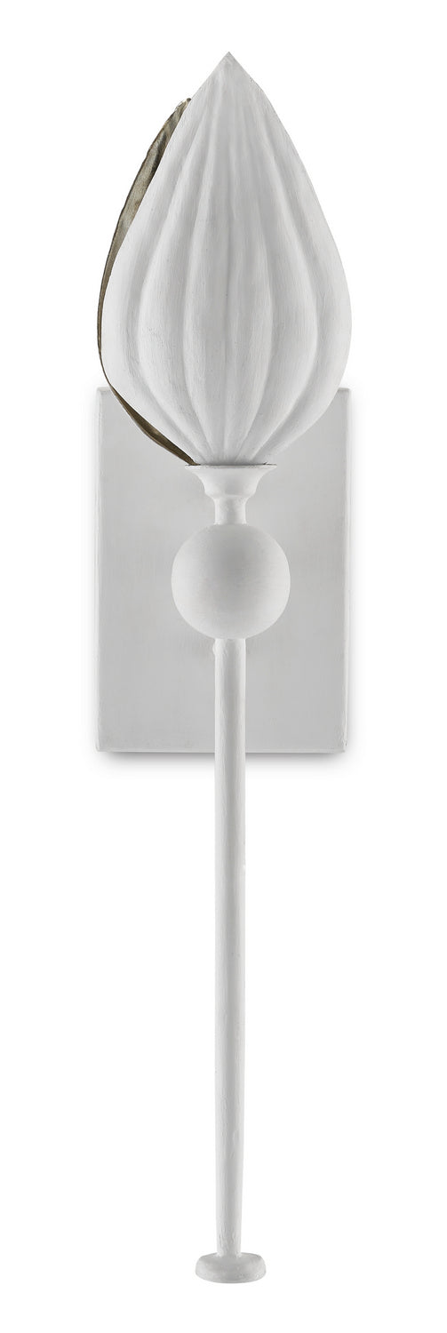 One Light Wall Sconce from the Peace collection in Gesso White/Silver Leaf finish