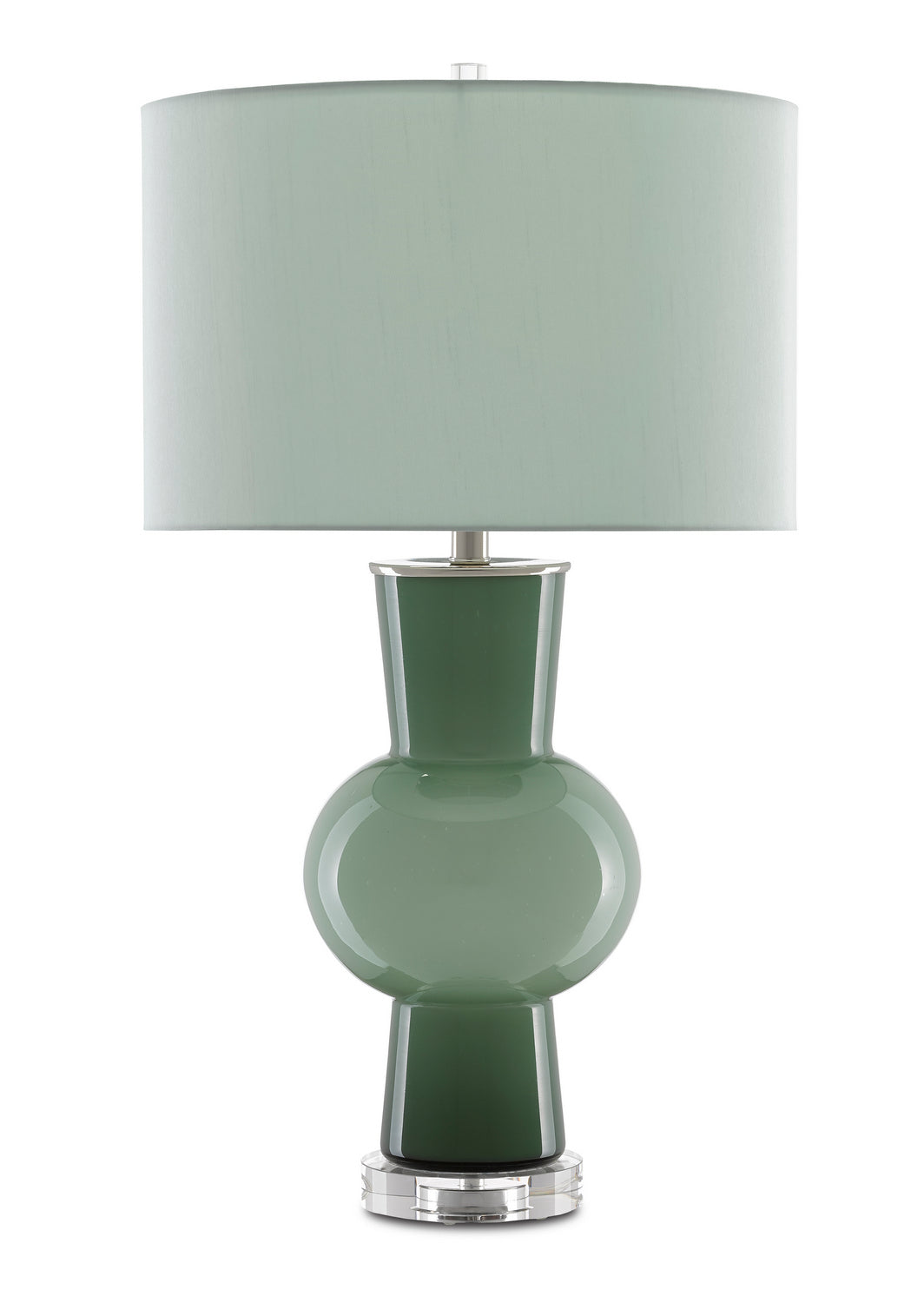 One Light Table Lamp from the Duende collection in Light and Dark Green/Polished Nickel/Clear finish