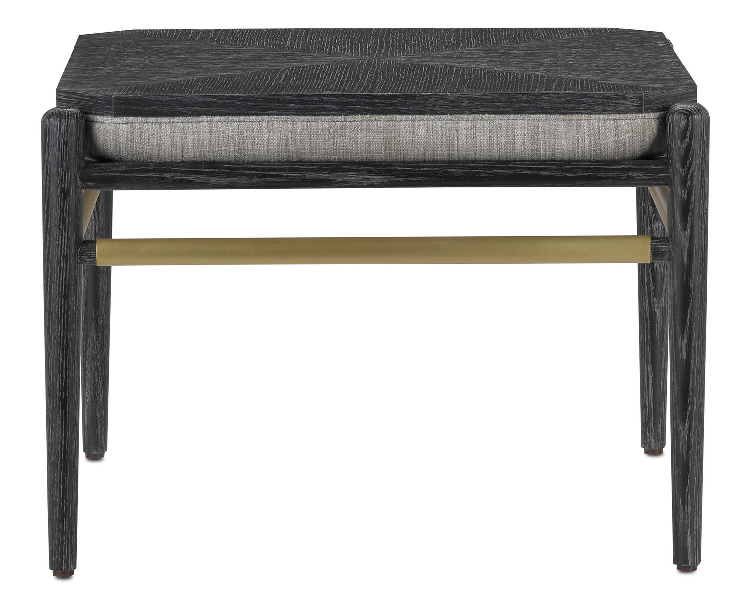 Ottoman from the Visby collection in Cerused Black/Brushed Brass finish