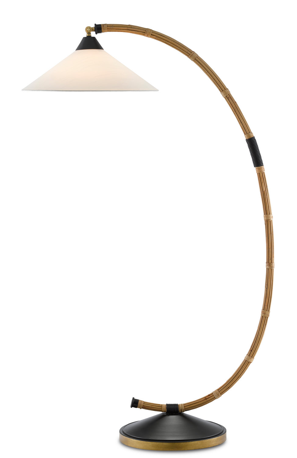 One Light Floor Lamp from the Lisbon collection in Natural/Rattan/New Brass/Satin Black finish
