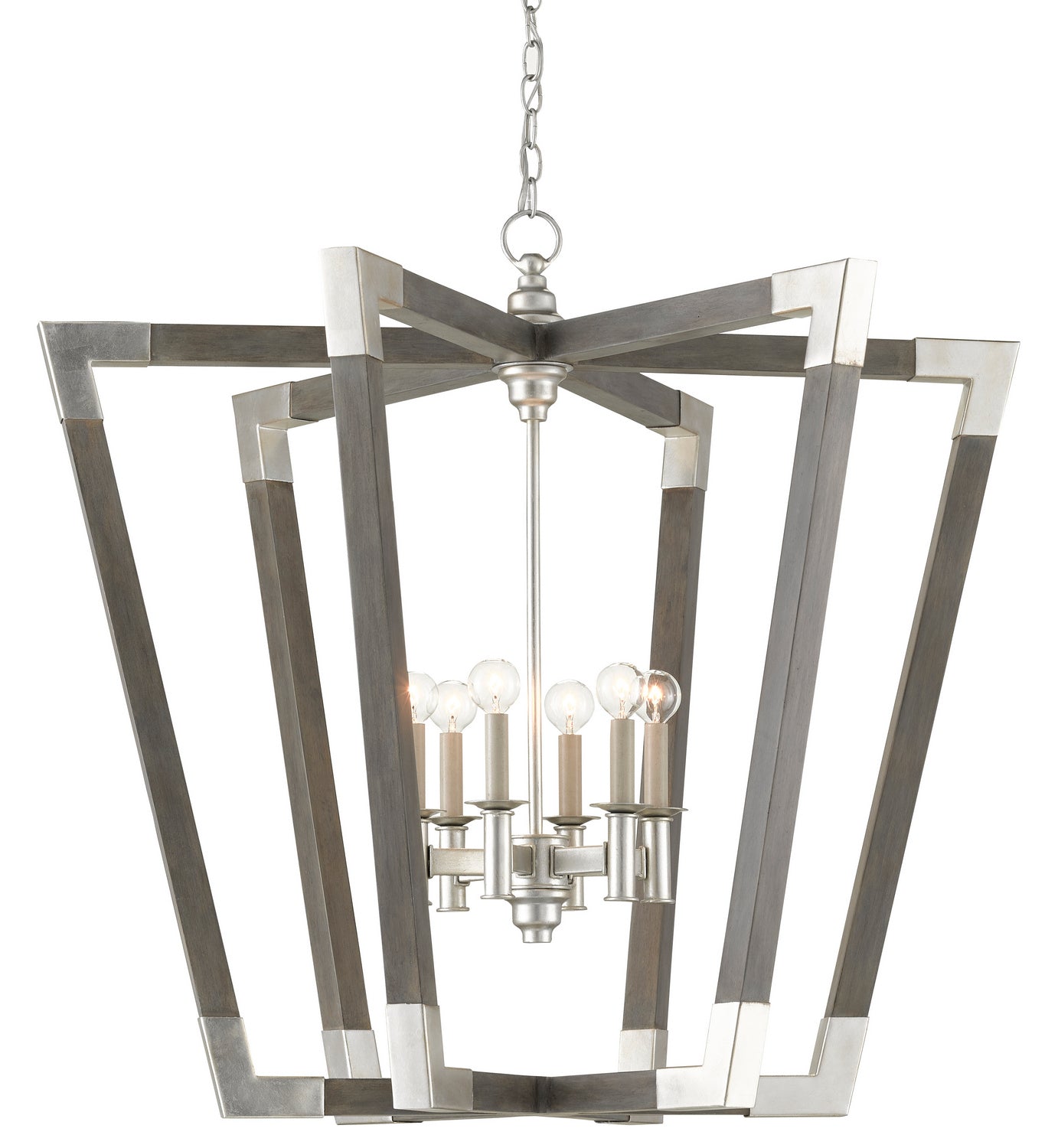 Six Light Chandelier from the Bastian collection in Chateau Gray/Contemporary Silver Leaf finish