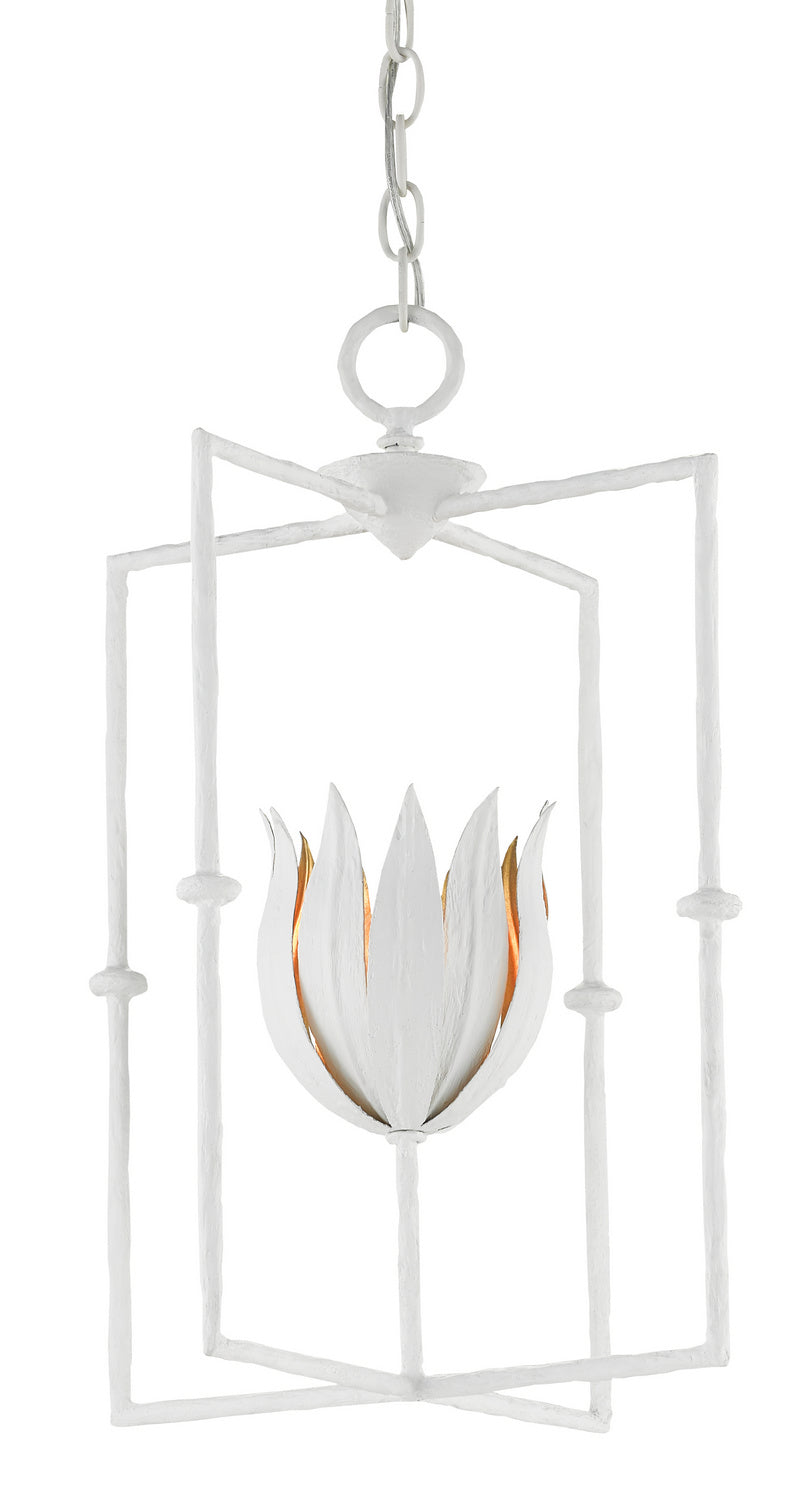 One Light Lantern from the Tulipano collection in Gesso White/Contemporary Gold Leaf finish