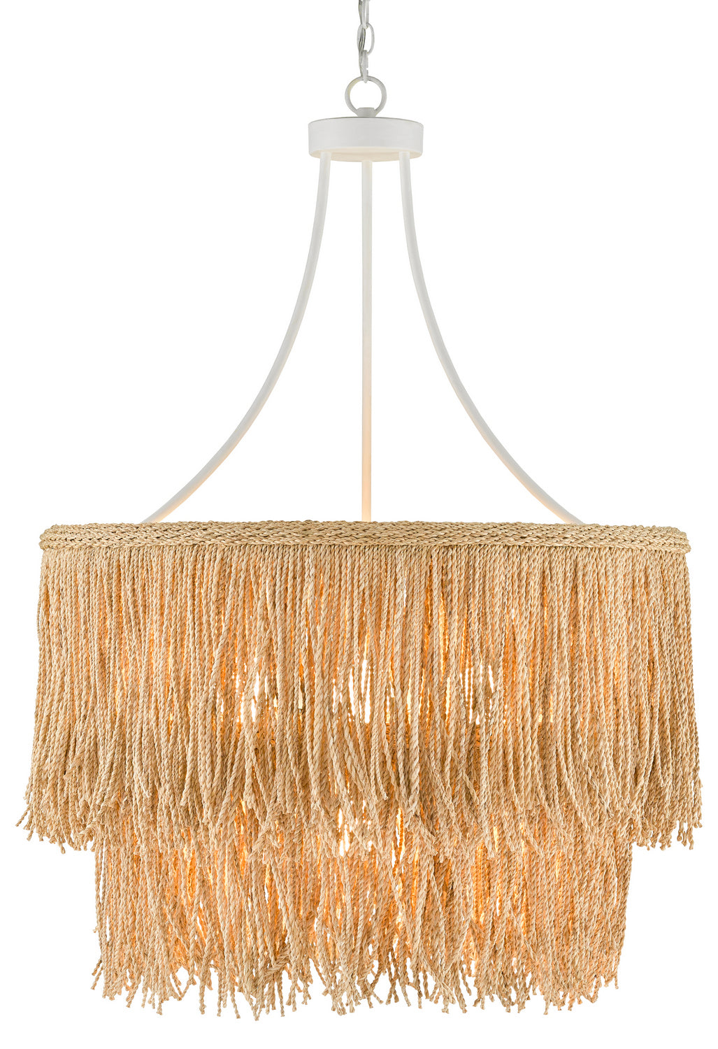Four Light Chandelier from the Samoa collection in Gesso White/Natural Rope finish
