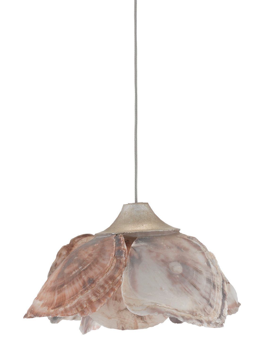 One Light Pendant from the Catrice collection in Painted Silver/Contemporary Silver Leaf/Natural Shell finish