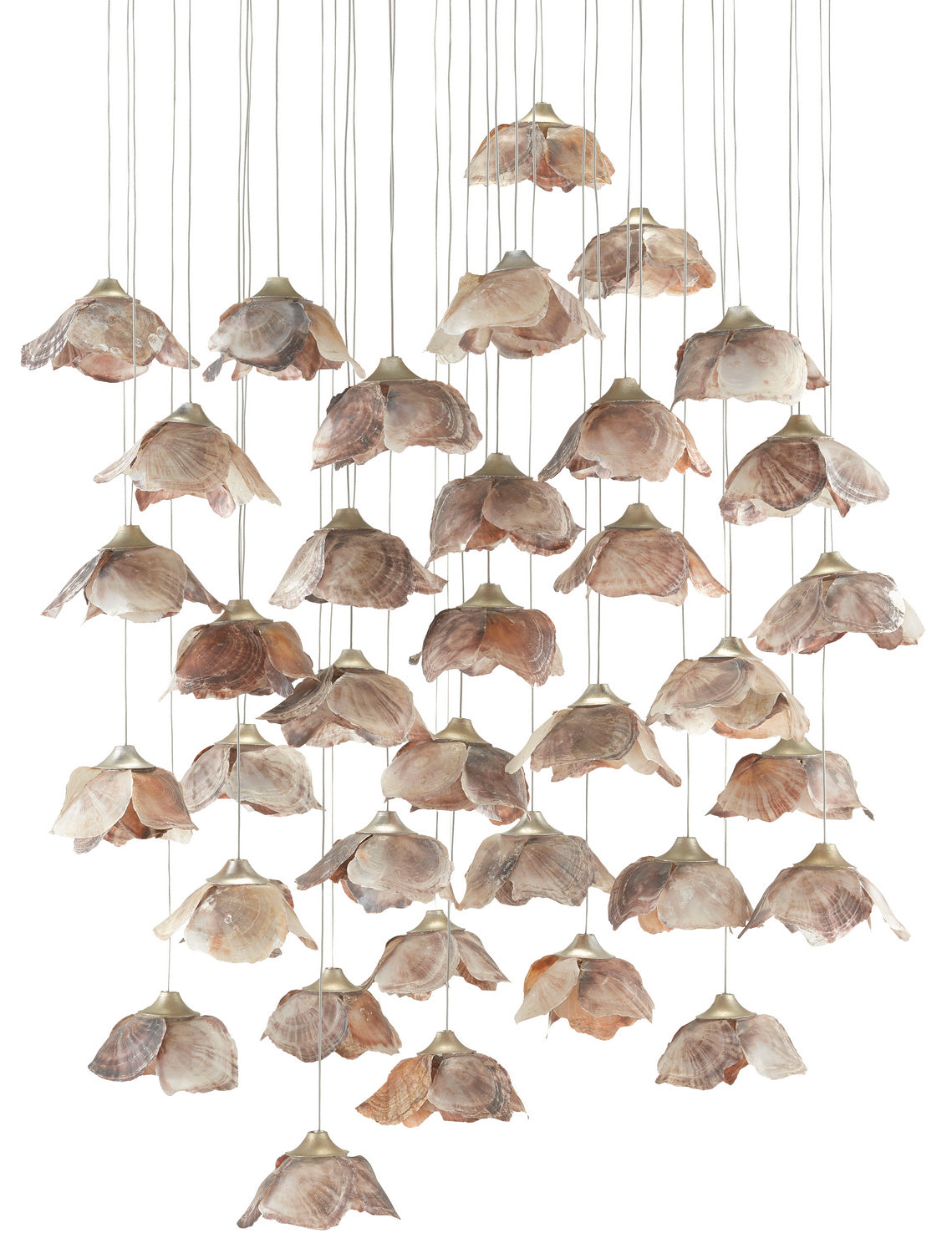 36 Light Pendant from the Catrice collection in Painted Silver/Contemporary Silver Leaf/Natural Shell finish