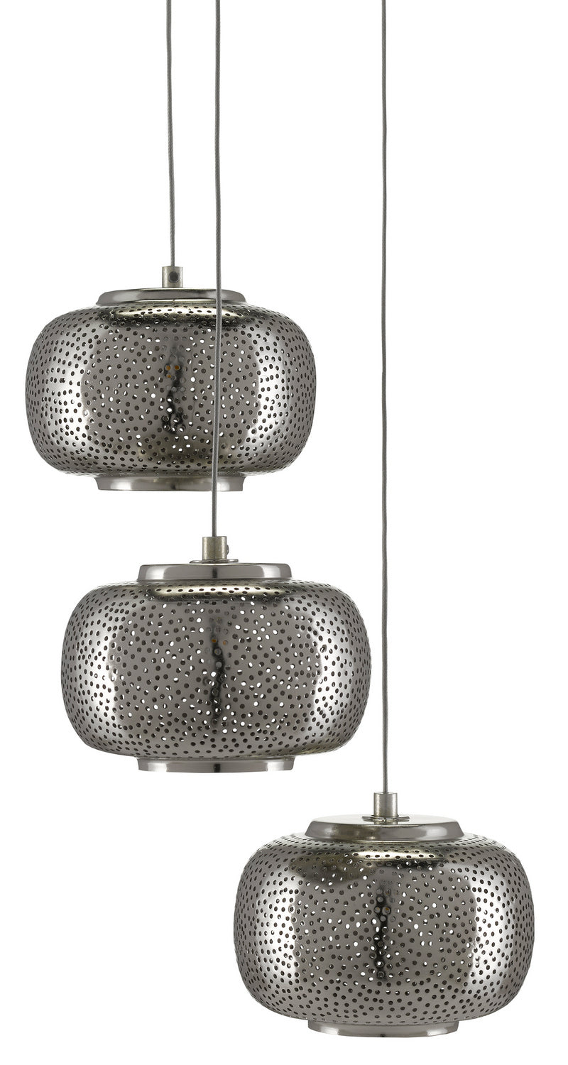 Three Light Pendant from the Pepper collection in Painted Silver/Nickel finish