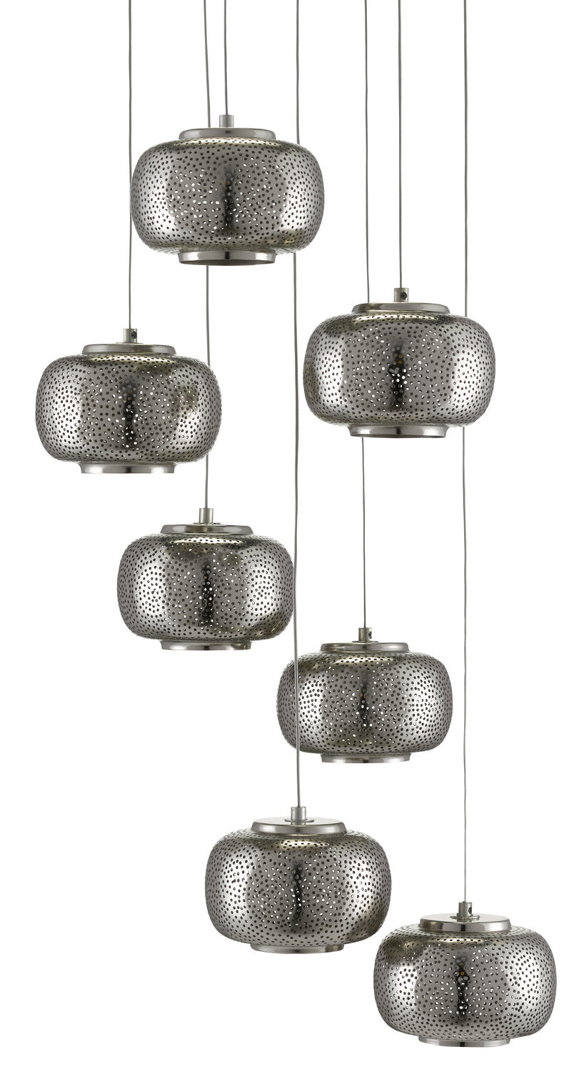 Seven Light Pendant from the Pepper collection in Painted Silver/Nickel finish