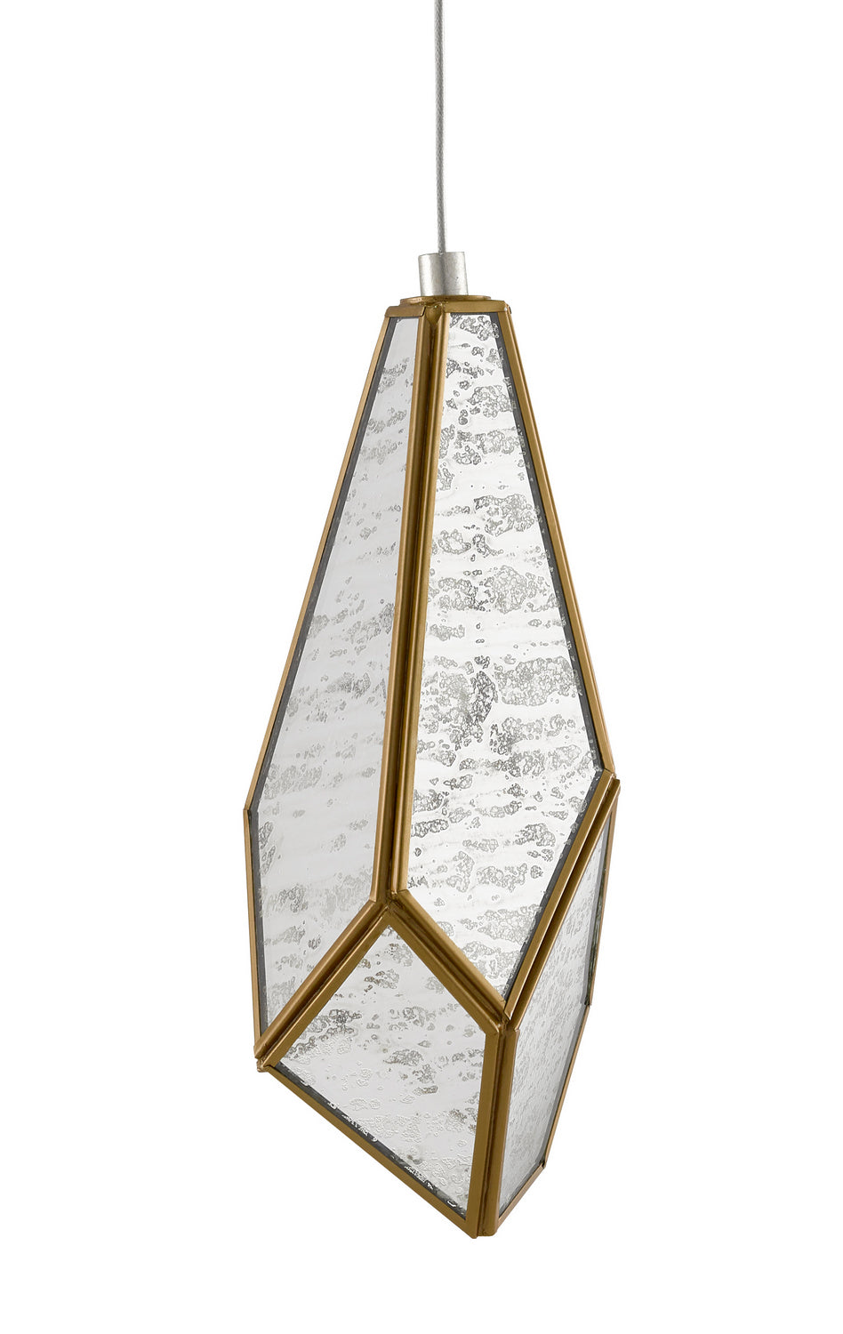 One Light Pendant from the Glace collection in Painted Silver/Antique Brass finish
