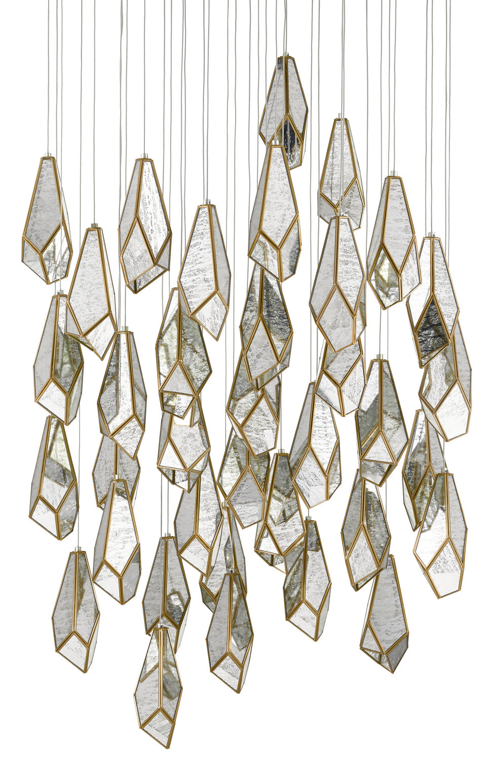 36 Light Pendant from the Glace collection in Painted Silver/Antique Brass finish