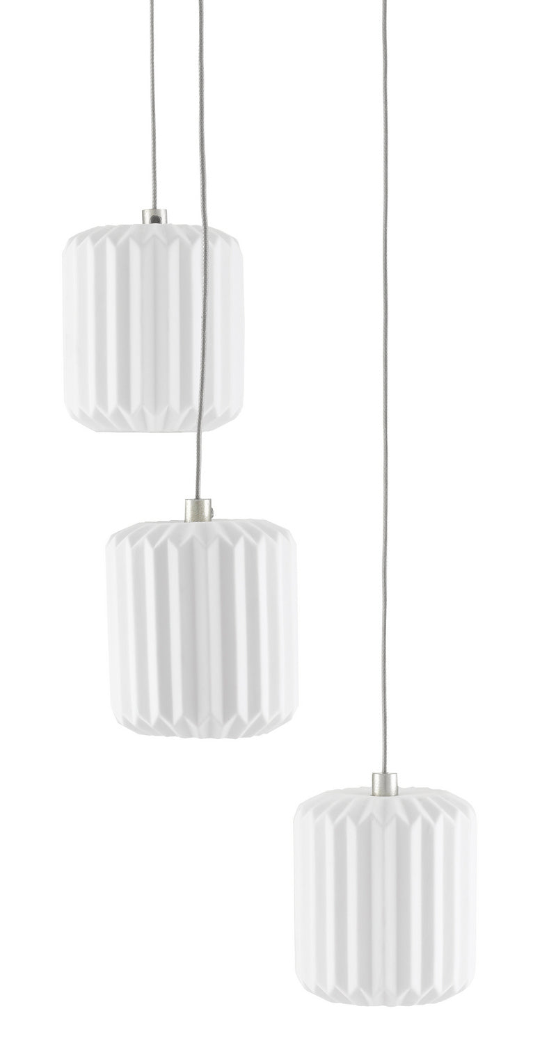 Three Light Pendant from the Dove collection in Painted Silver/White finish