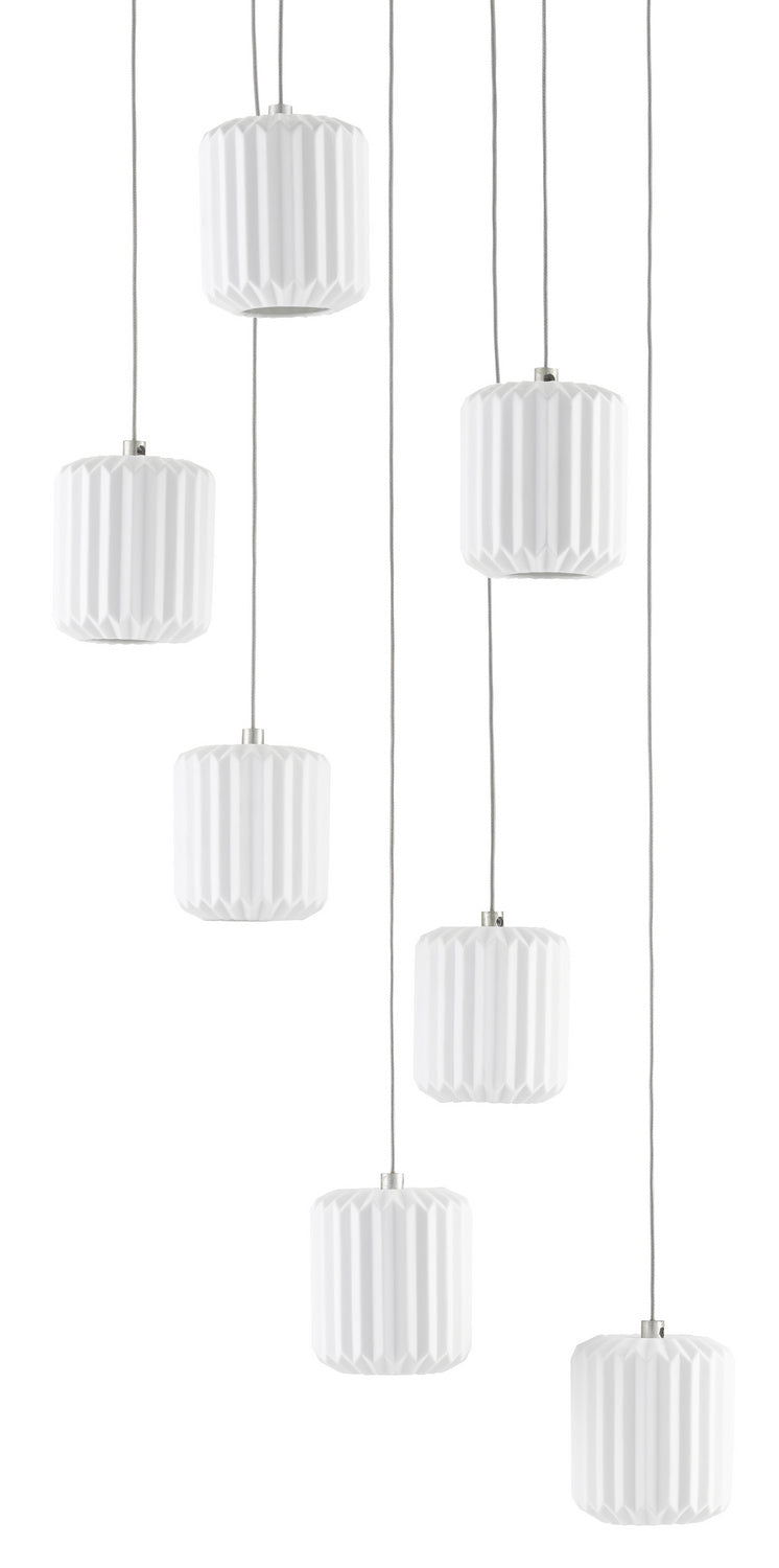 Seven Light Pendant from the Dove collection in Painted Silver/White finish