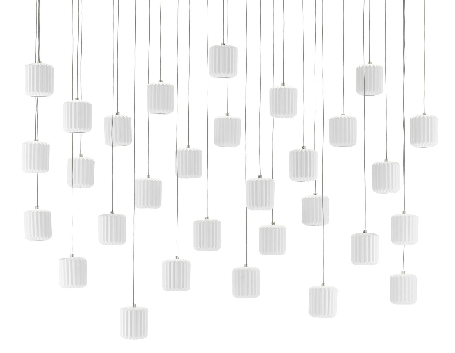 30 Light Pendant from the Dove collection in Painted Silver/White finish