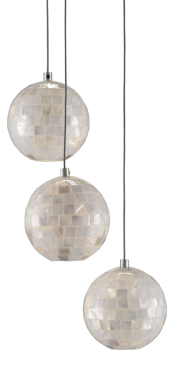 Three Light Pendant from the Finhorn collection in Painted Silver/Pearl finish