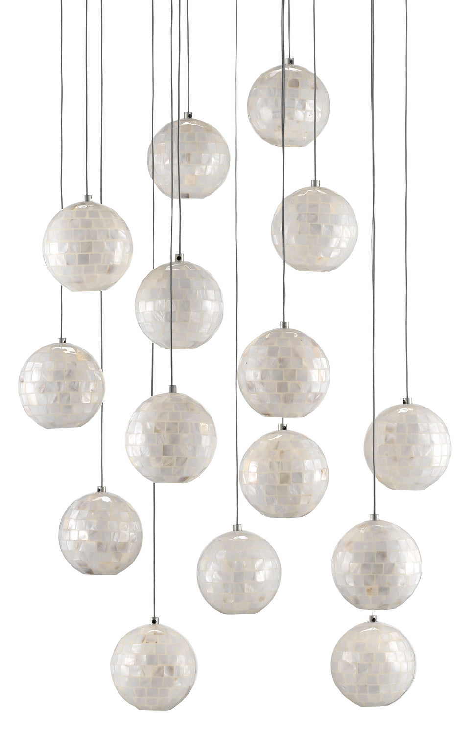 15 Light Pendant from the Finhorn collection in Painted Silver/Pearl finish