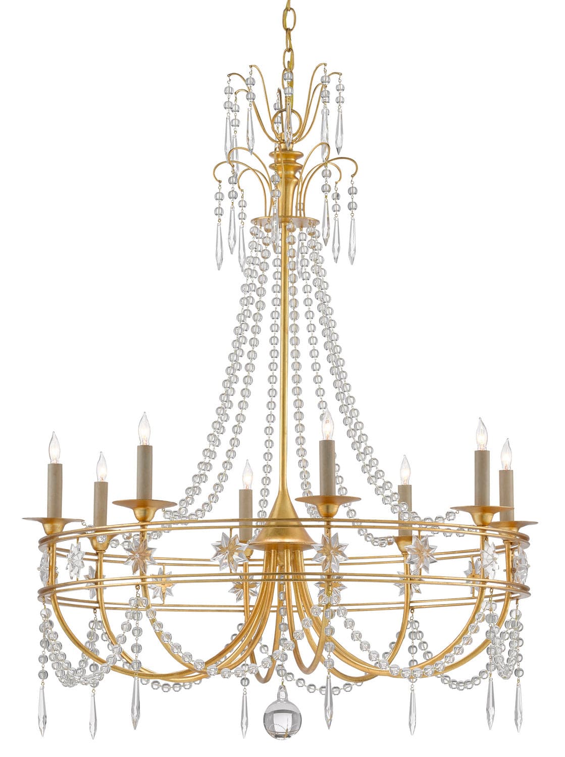 Eight Light Chandelier from the Dream-Maker collection in Antique Gold Leaf finish