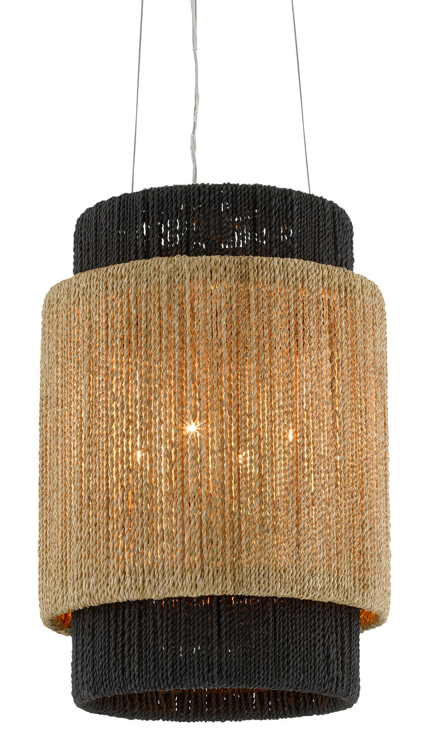 Four Light Chandelier from the Viewforth collection in Satin Black/Natural/Black/Smokewood finish