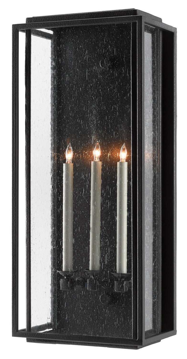 Three Light Outdoor Wall Sconce from the Wright collection in Midnight finish