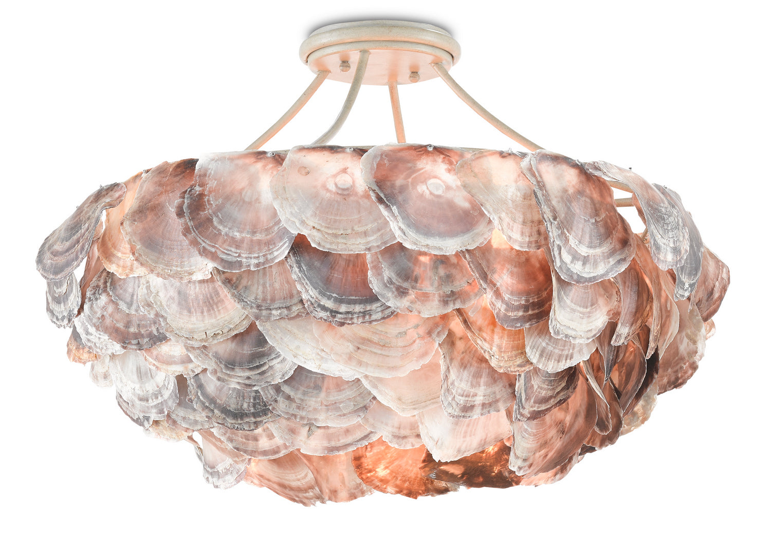 Six Light Chandelier from the Seahouse collection in Smokewood/Natural Shell finish