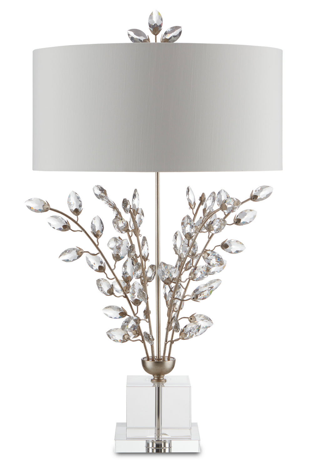 Two Light Table Lamp from the Forget-Me-Not collection in Silver Leaf/Clear finish