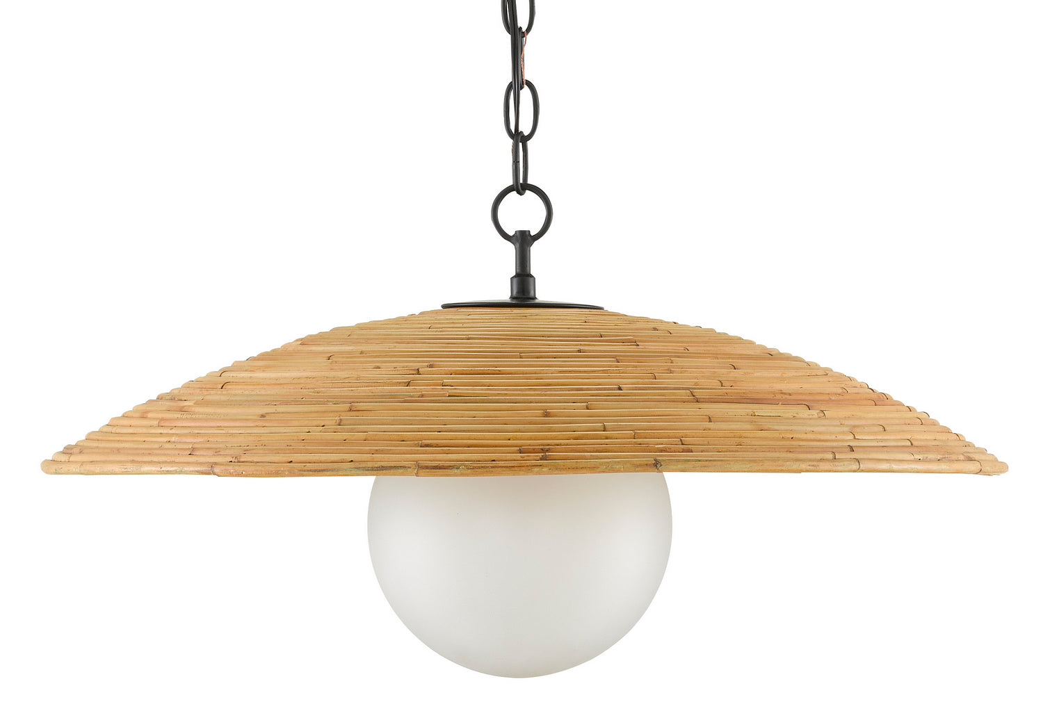 One Light Pendant from the Pembry collection in Satin Black/Natural Rattan finish