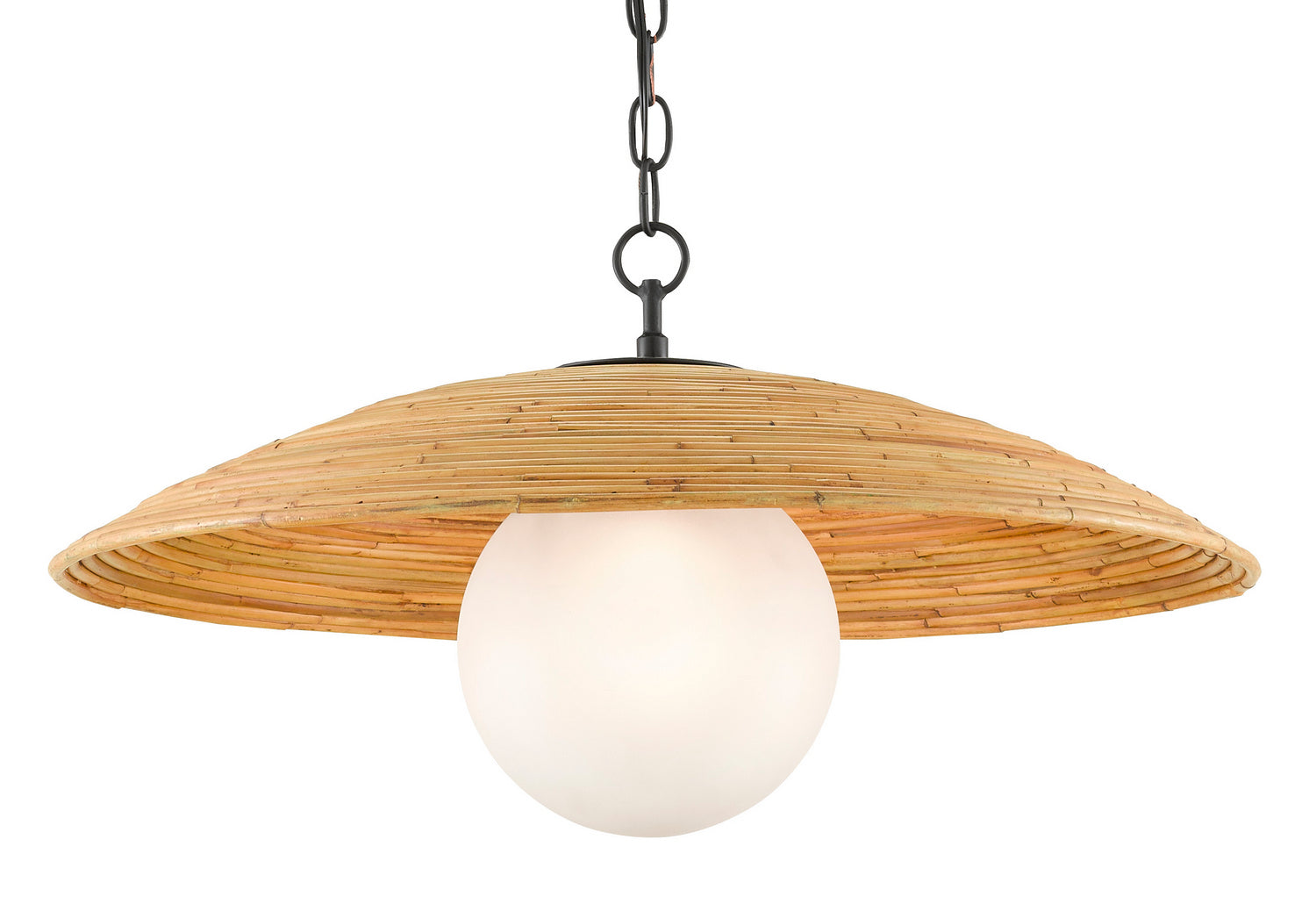One Light Pendant from the Pembry collection in Satin Black/Natural Rattan finish