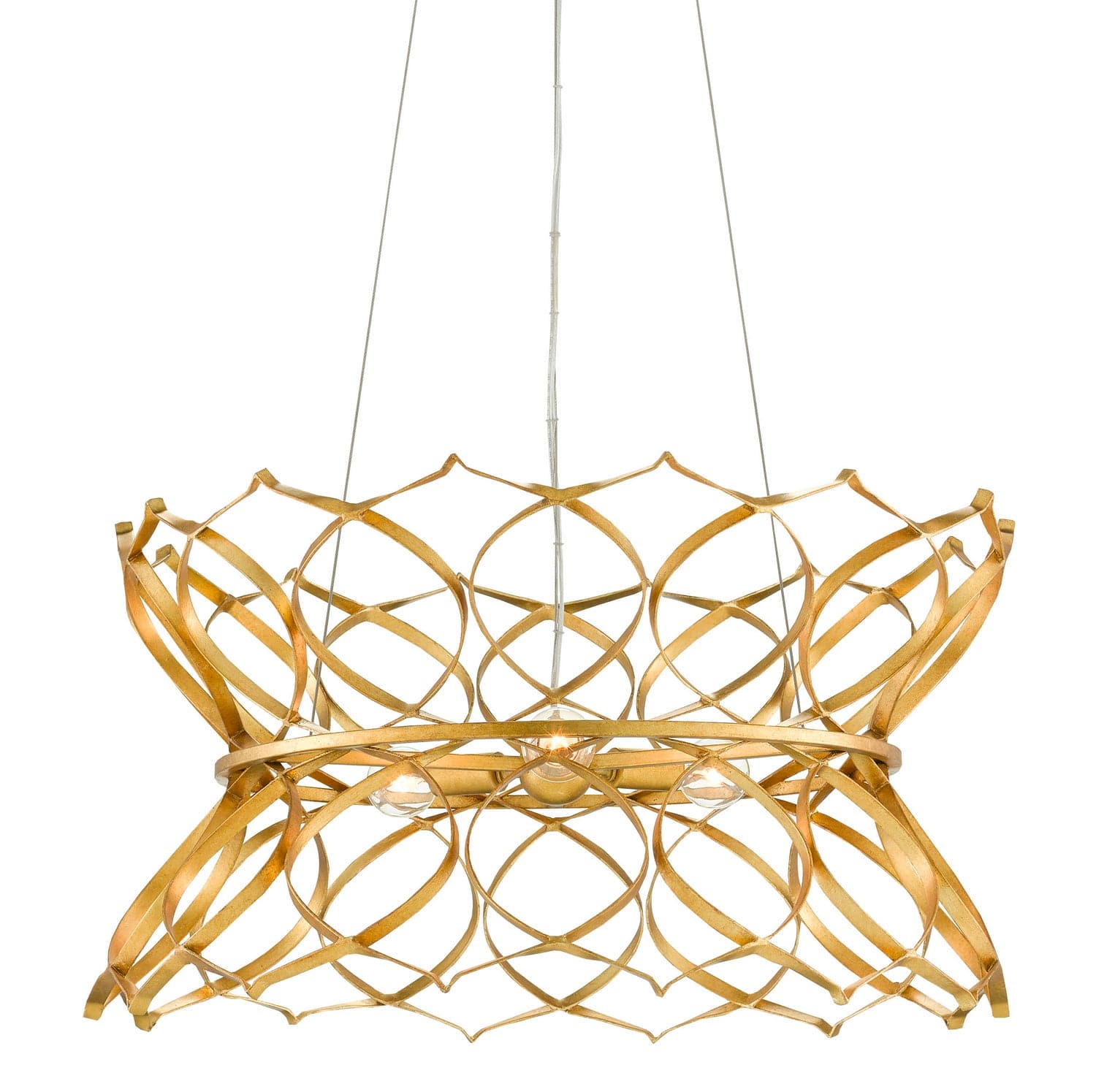 Three Light Chandelier from the Clelia collection in Contemporary Gold Leaf finish