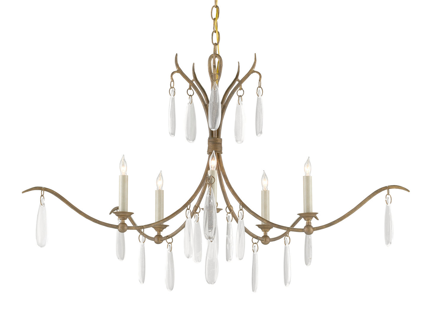 Five Light Chandelier from the Marshallia collection in Rustic Gold/Faux Rock Crystal finish