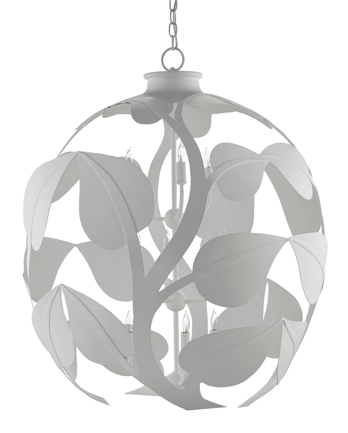 Nine Light Chandelier from the Plumeria collection in Gesso White finish