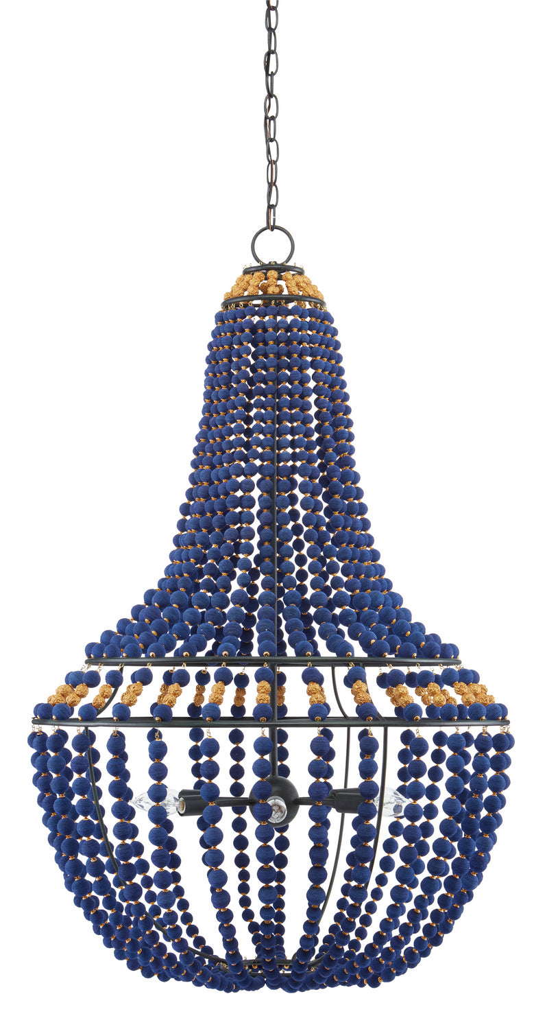 Six Light Chandelier from the Penelope collection in Antique Black/Blue/Gold finish