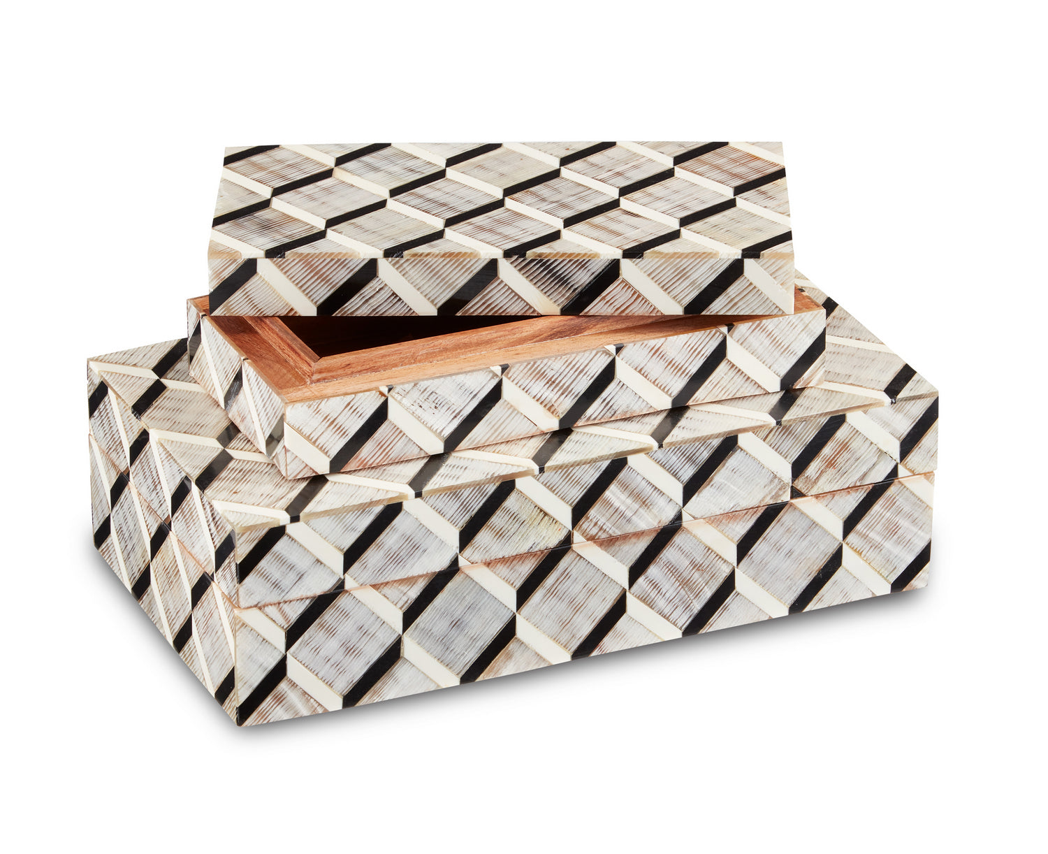 Box from the Derian collection in Black/White/Natural finish