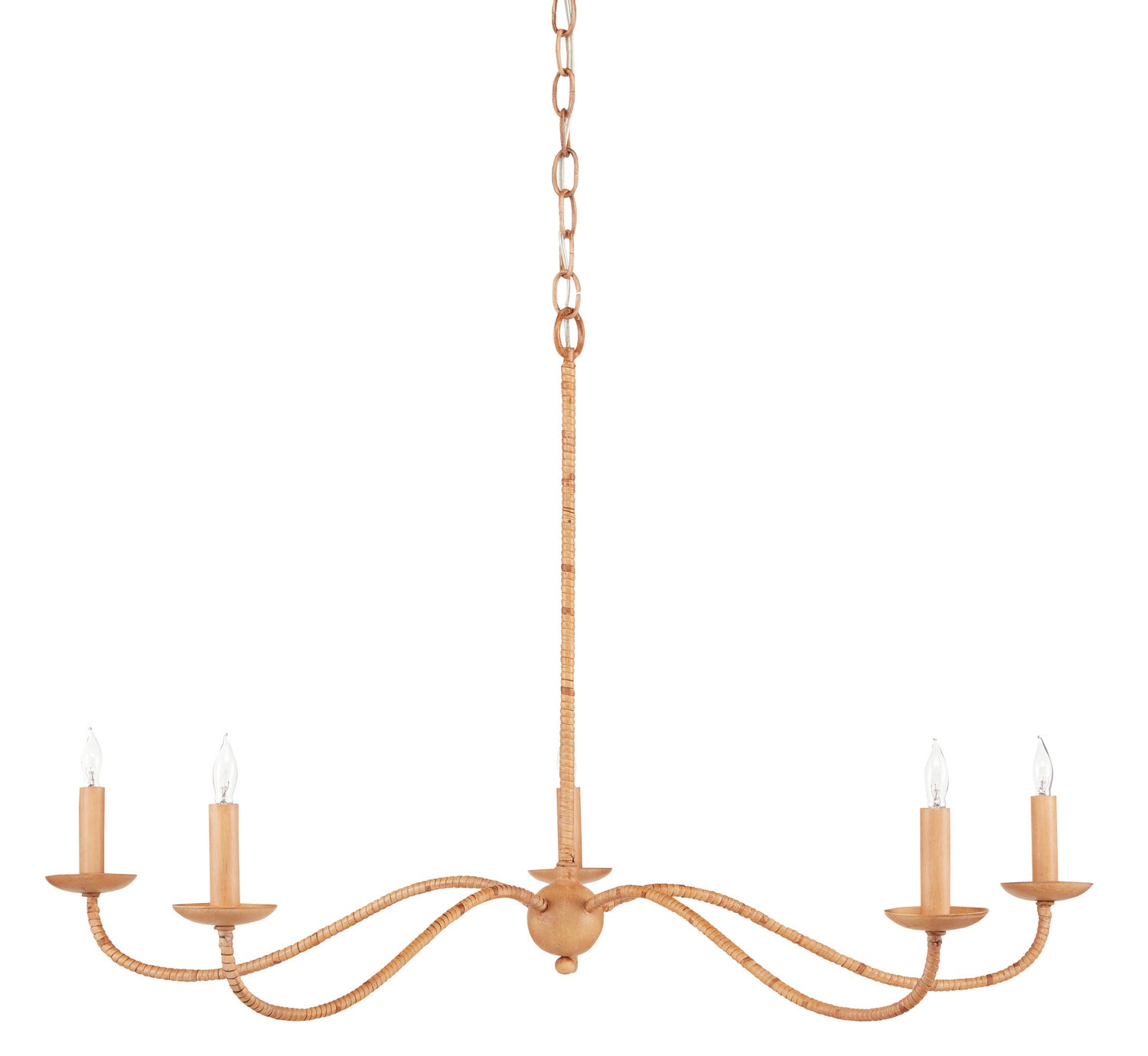 Five Light Chandelier from the Saxon Rattan collection in Saddle Tan/Natural Rattan finish