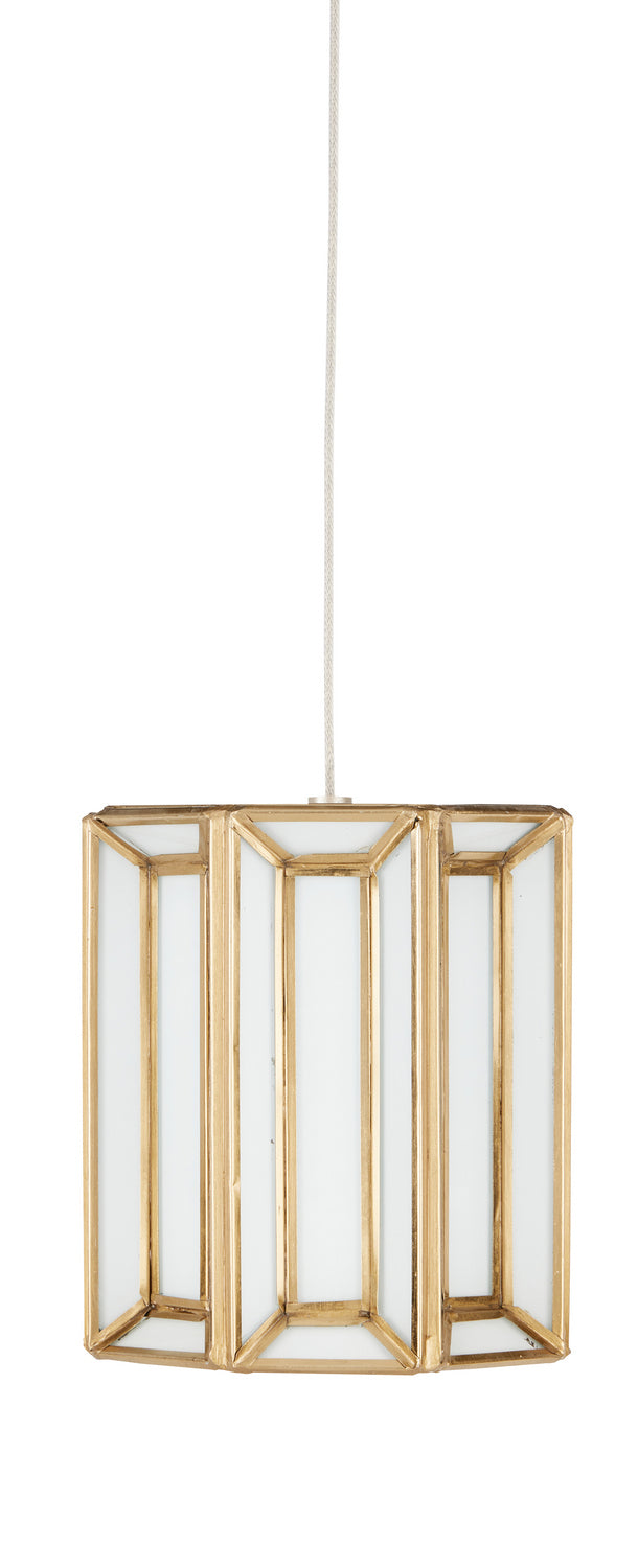 One Light Pendant from the Daze collection in Antique Brass/White/Painted Silver finish