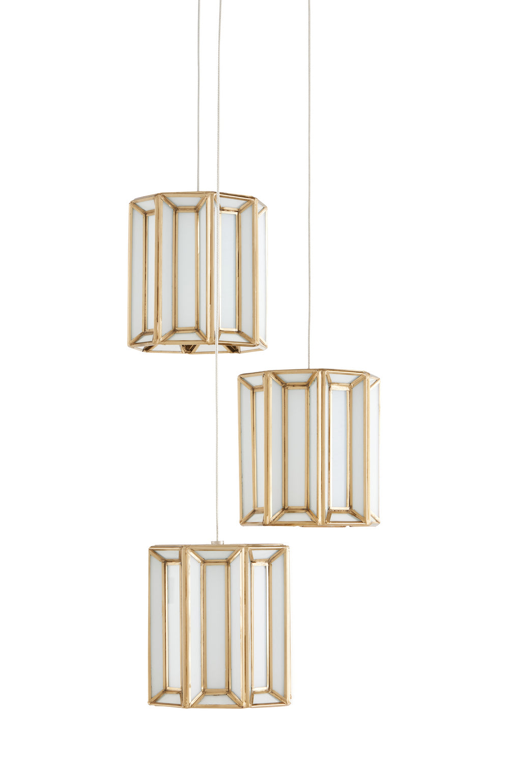 Three Light Pendant from the Daze collection in Antique Brass/White/Painted Silver finish