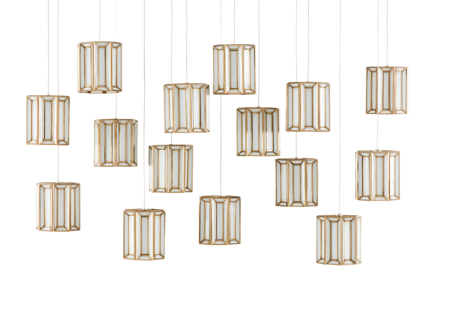 15 Light Pendant from the Daze collection in Antique Brass/White/Painted Silver finish