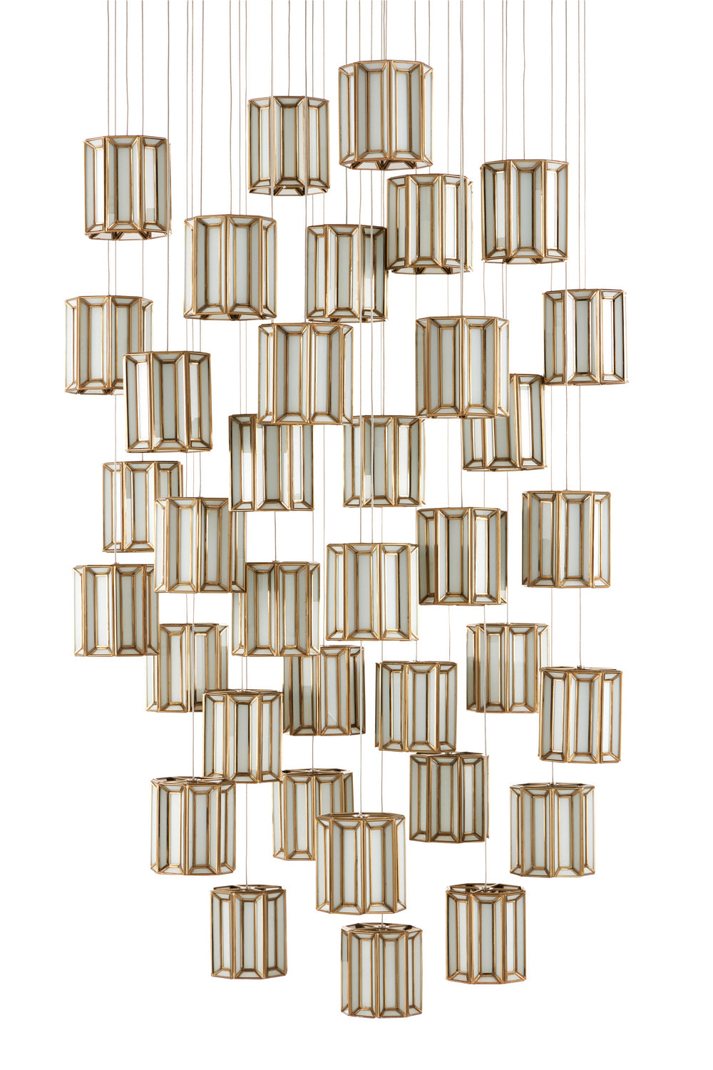 36 Light Pendant from the Daze collection in Antique Brass/White/Painted Silver finish