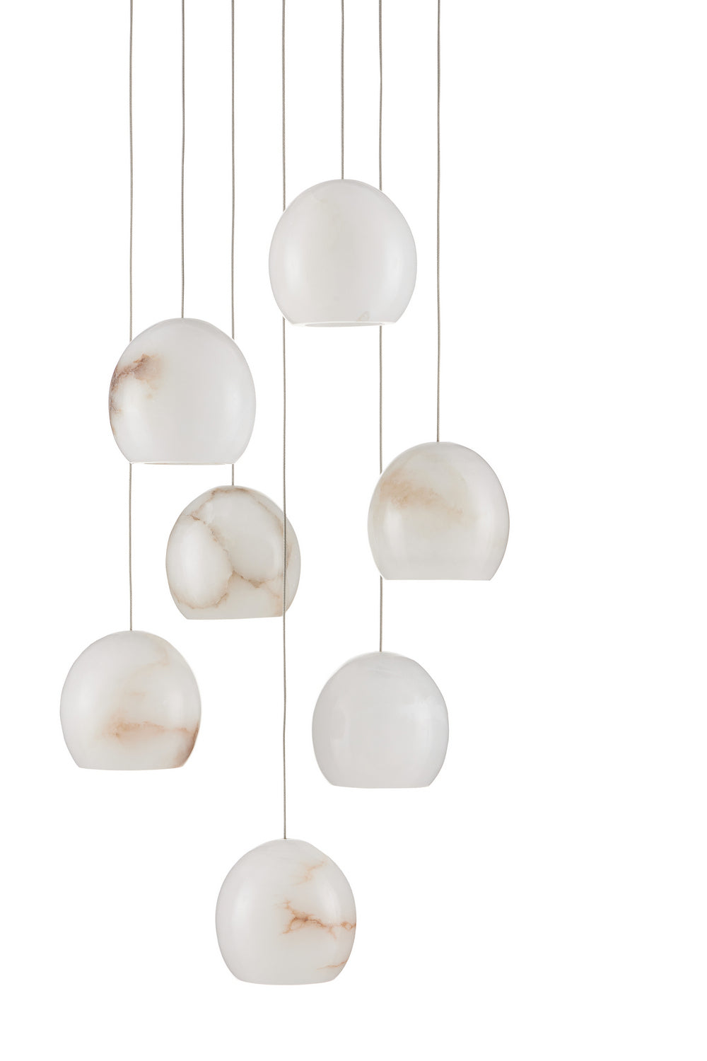 Seven Light Pendant from the Lazio collection in Natural/Painted Silver finish