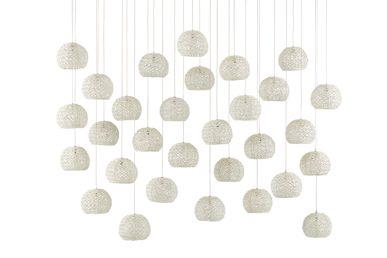 30 Light Pendant from the Piero collection in White/Painted Silver finish
