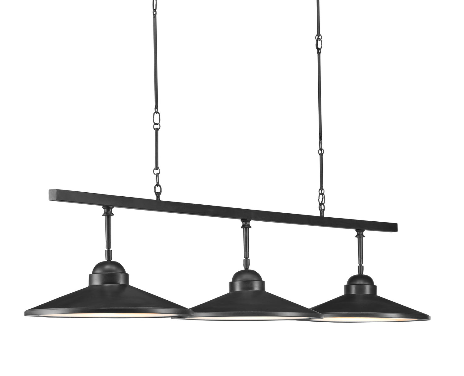 Three Light Chandelier from the Ditchley collection in Black Bronze/White finish