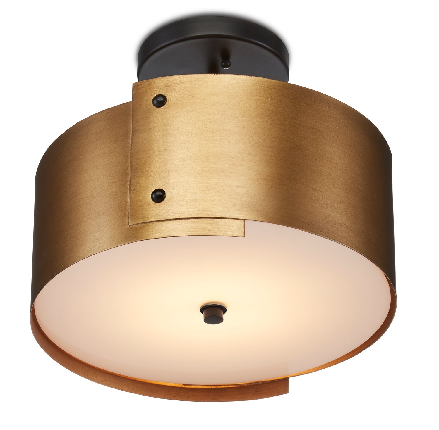 One Light Semi-Flush Mount from the Ritsu collection in Antique Brass/Black finish