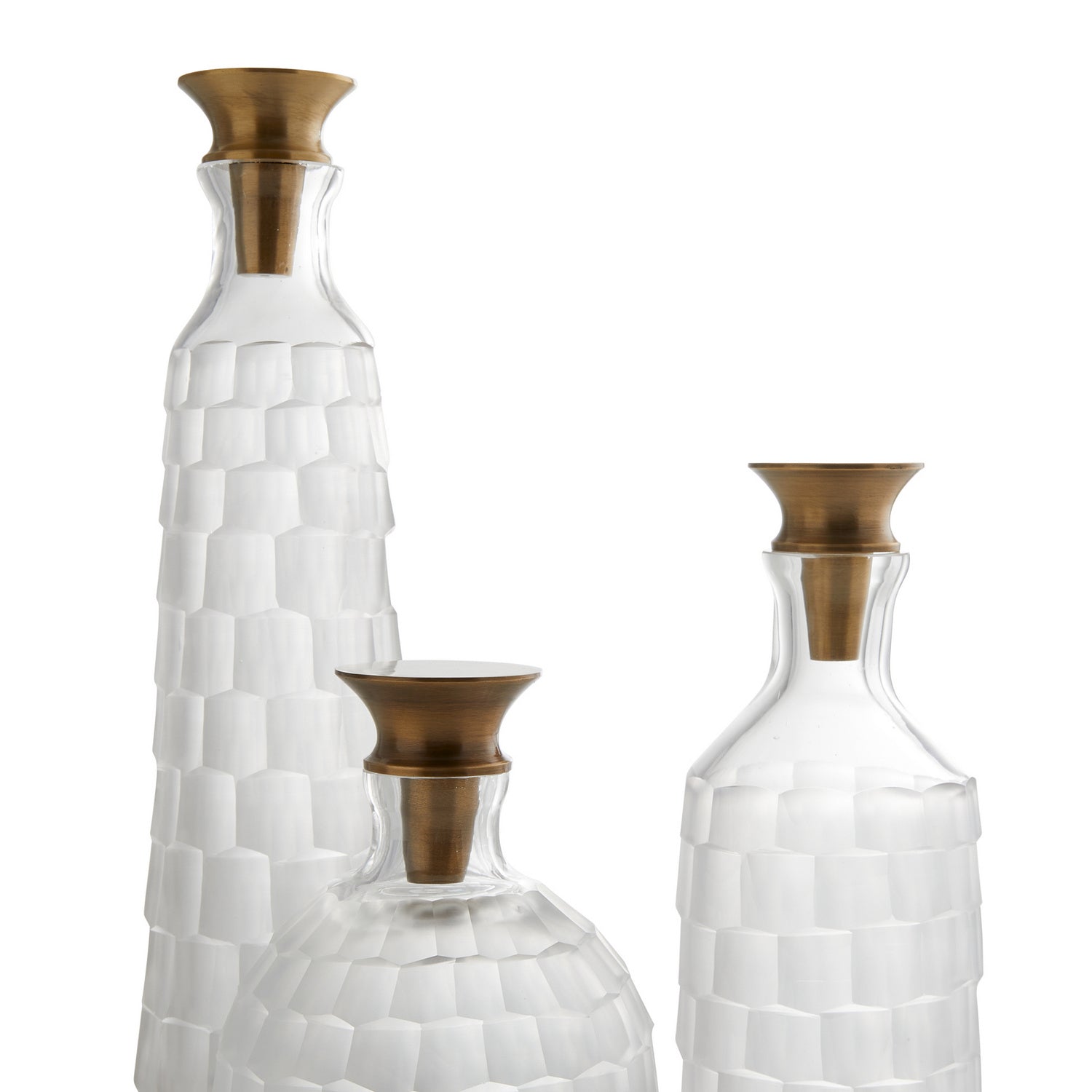 Decanters, Set of 3 from the Macklin collection in Frosted finish