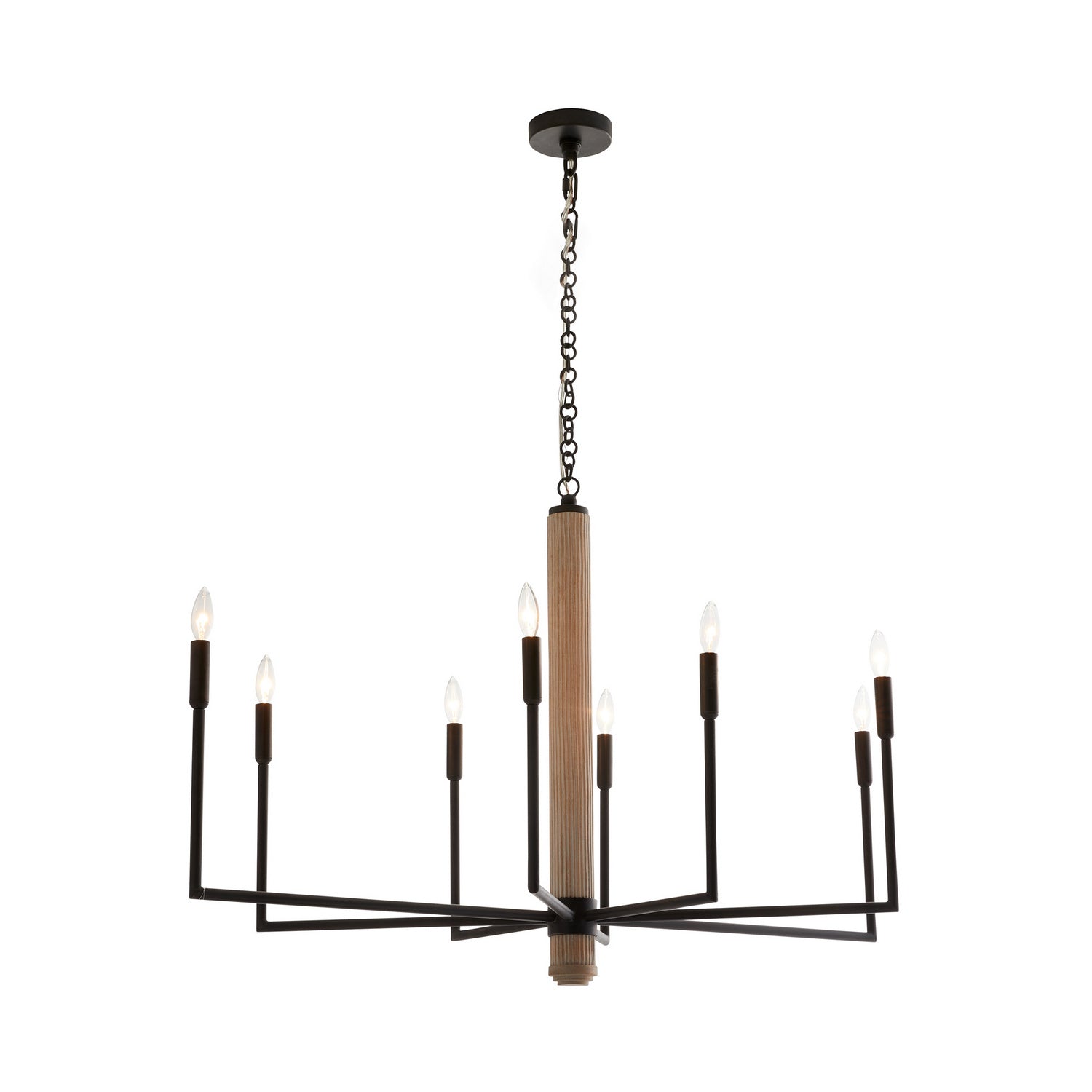 Eight Light Chandelier from the Orlando collection in Blackened Iron finish