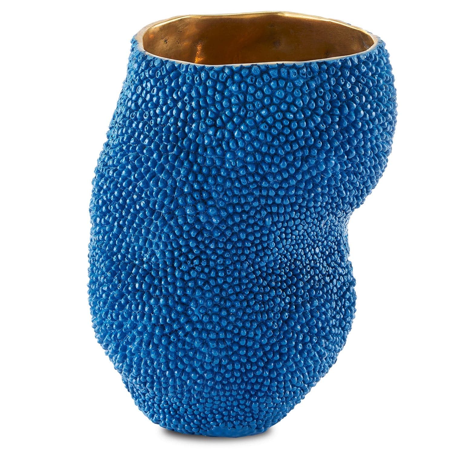 Vase from the Jackfruit collection in Blue/Gold finish