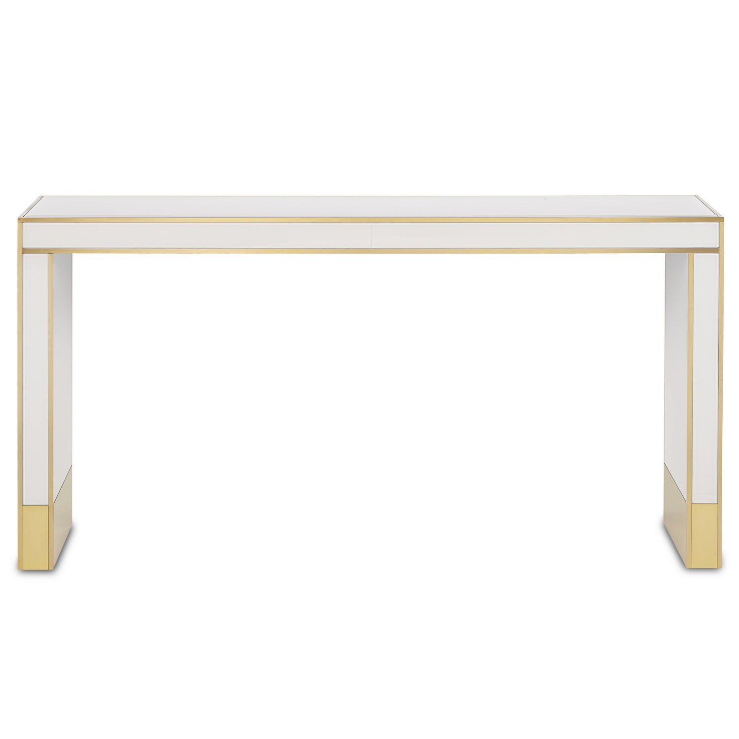 Console Table from the Arden collection in Ivory/Satin Brass finish