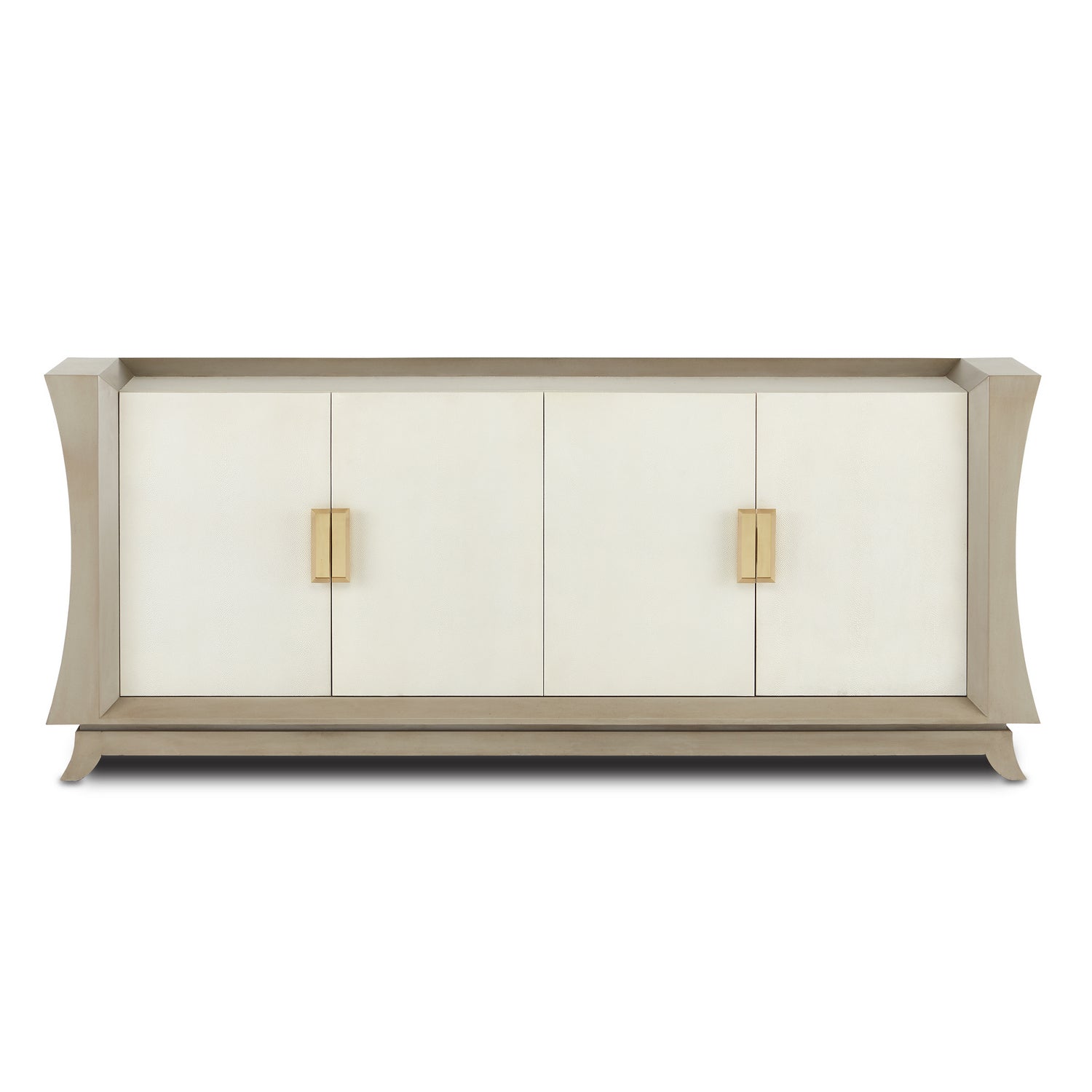 Credenza from the Barry Goralnick collection in Oyster Gray/Cream/Brushed Polished Brass finish