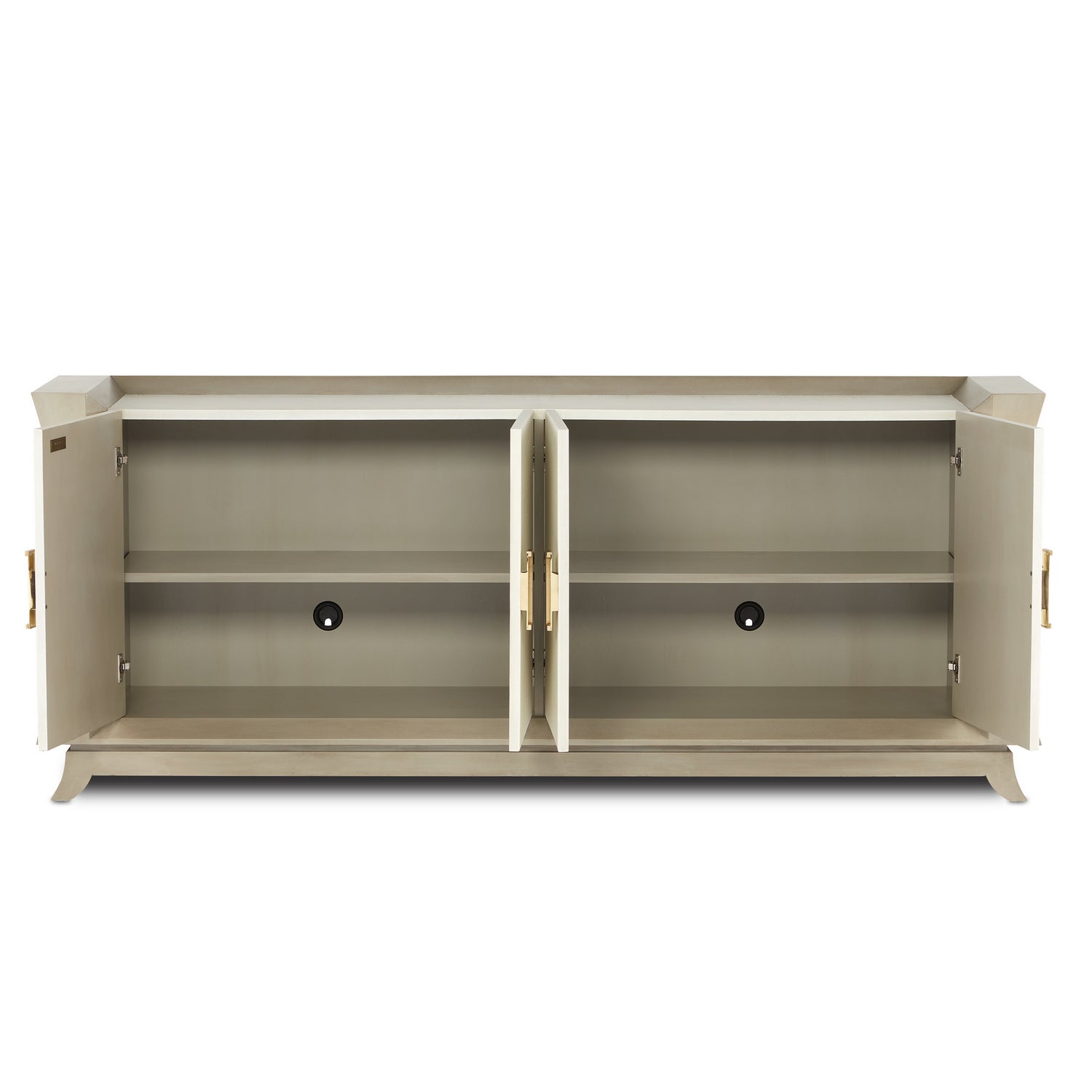 Credenza from the Barry Goralnick collection in Oyster Gray/Cream/Brushed Polished Brass finish