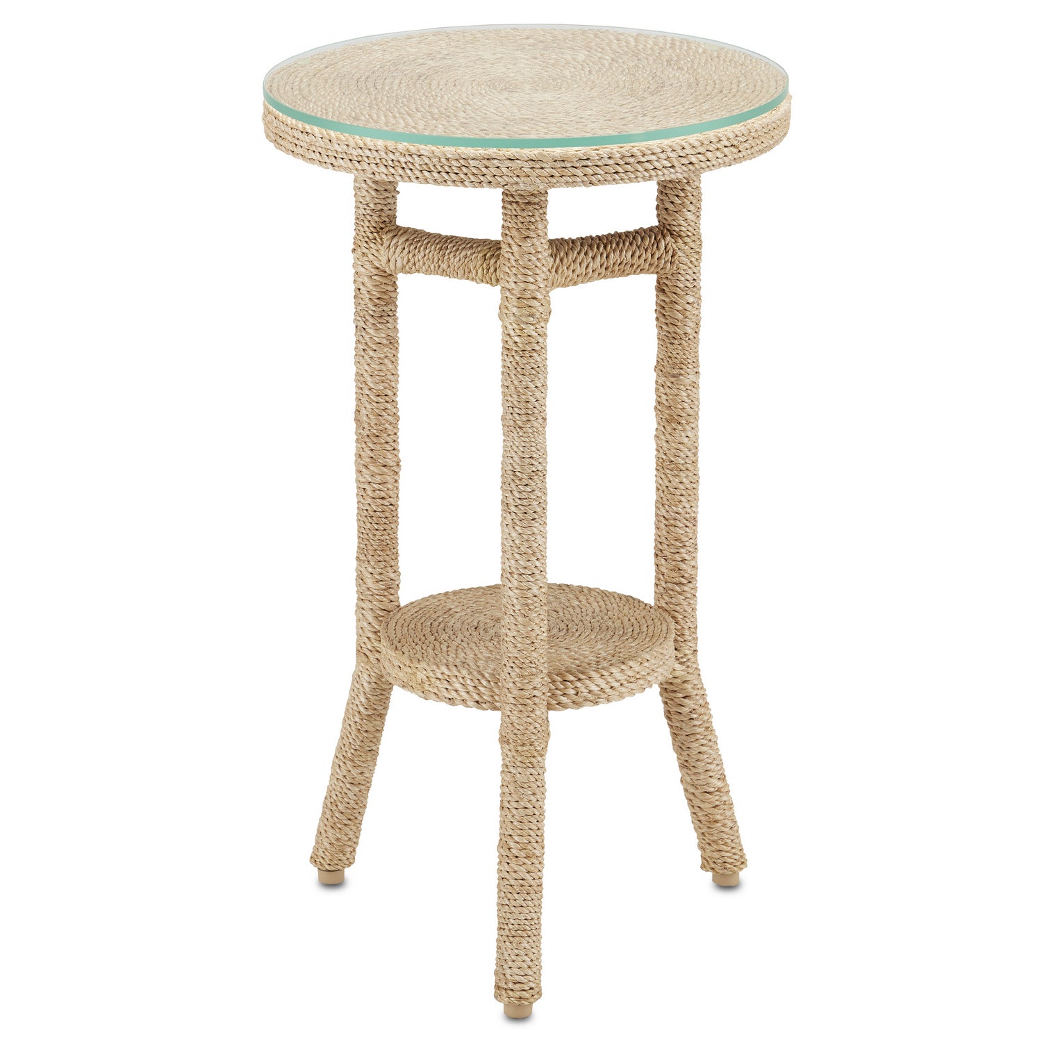 Drinks Table from the Limay collection in Natural Rope/Clear finish