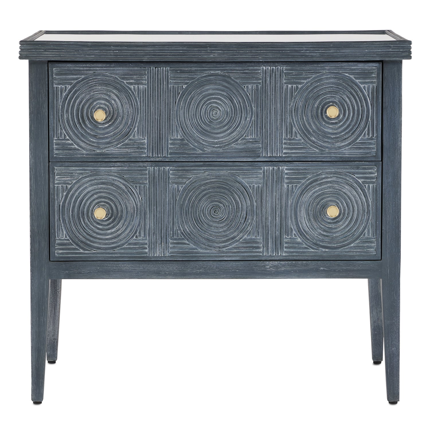 Chest from the Santos collection in Vintage Navy/Brushed Brass/Clear finish