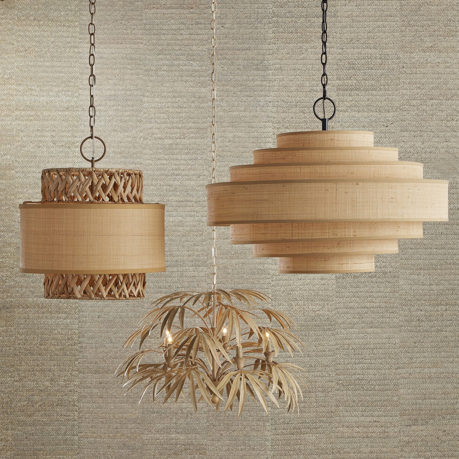 Four Light Pendant from the Isola collection in Khaki/Natural finish