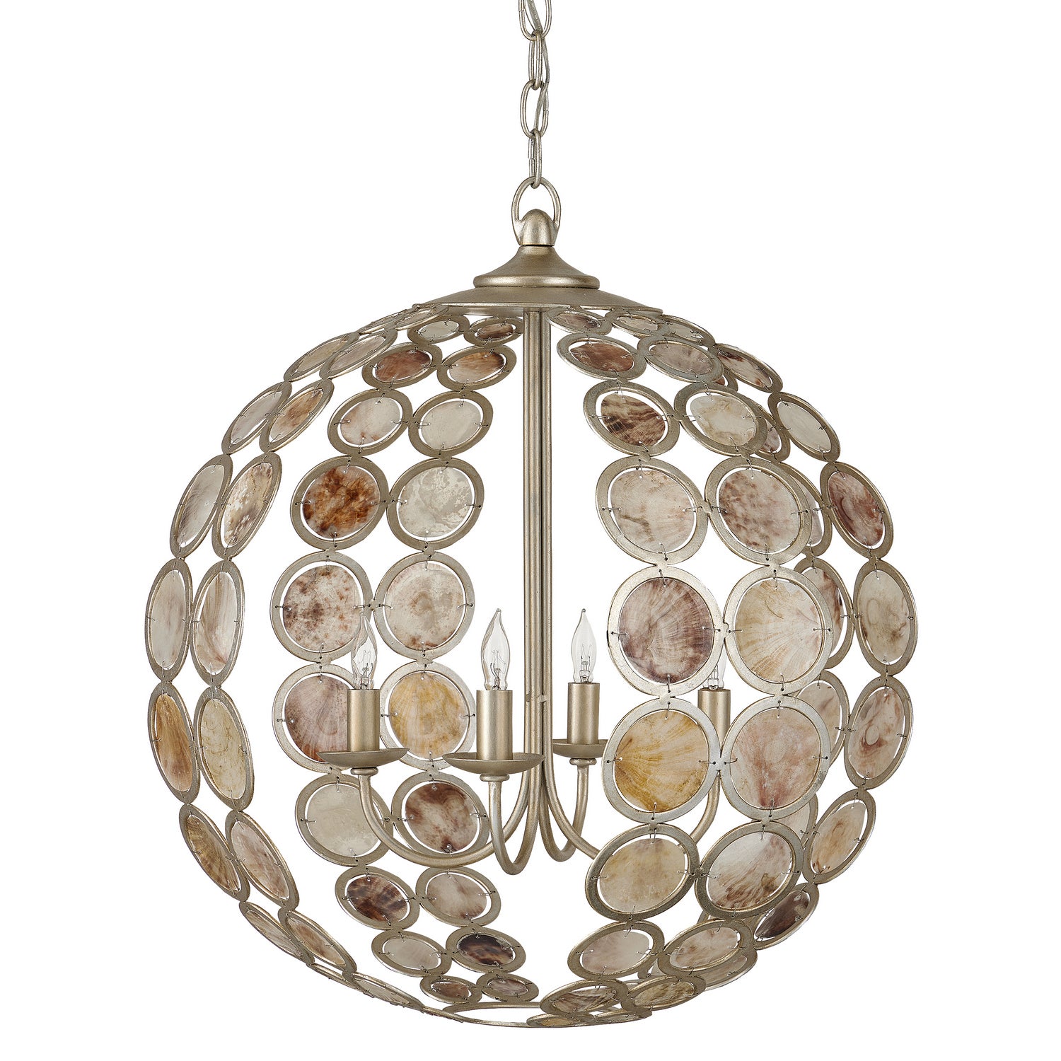 Four Light Chandelier from the Tartufo collection in Contemporary Silver Leaf/Natural finish